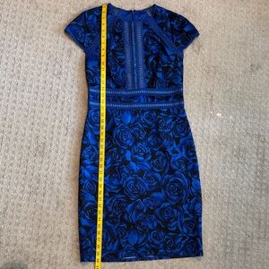 Tadashi Shoji Royal Blue Rose Midi Dress
